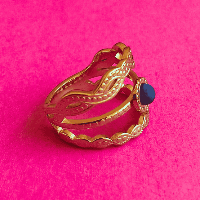 Anillo ORIGEN Esfera Negra Dorado