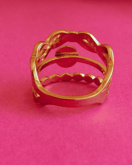 Anillo ORIGEN Esfera Negra Dorado
