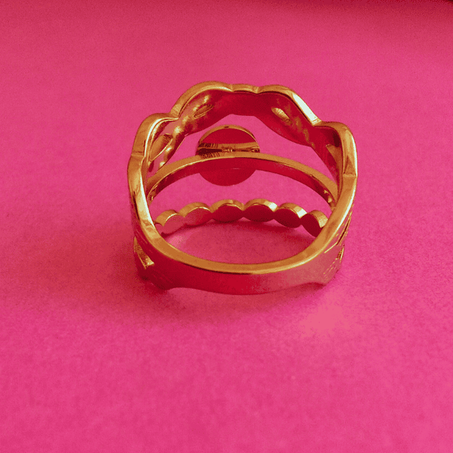 Anillo ORIGEN Esfera Negra Dorado