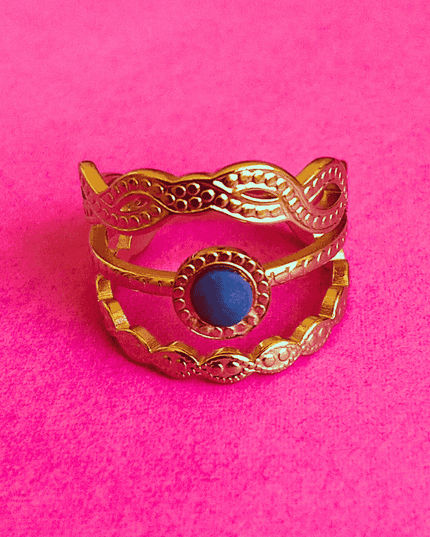 Anillo ORIGEN Esfera Negra Dorado