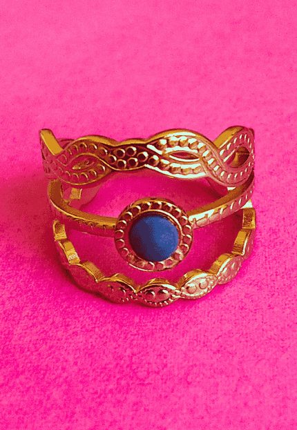 Anillo ORIGEN Esfera Negra Dorado
