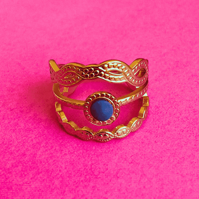 Anillo ORIGEN Esfera Negra Dorado
