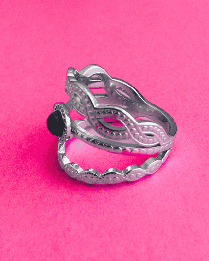 Anillo ORIGEN Esfera Negra Plateado