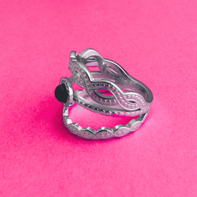Anillo ORIGEN Esfera Negra Plateado