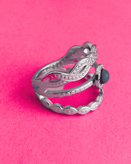 Anillo ORIGEN Esfera Negra Plateado