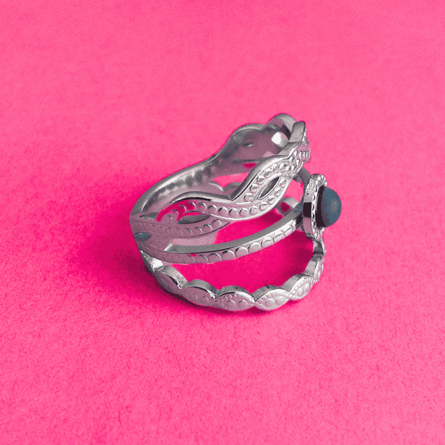 Anillo ORIGEN Esfera Negra Plateado