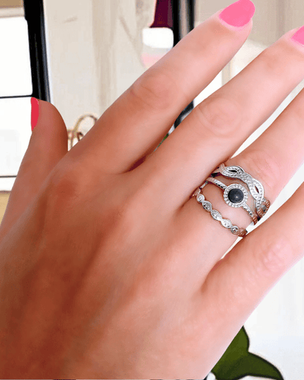 Anillo ORIGEN Esfera Negra Plateado