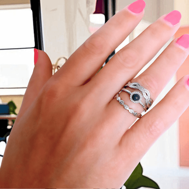 Anillo ORIGEN Esfera Negra Plateado