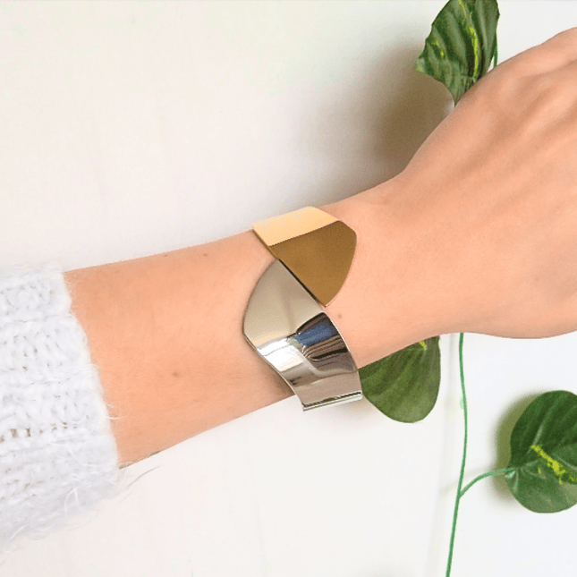 Brazalete DÚO Brillante Dorado y Plateado