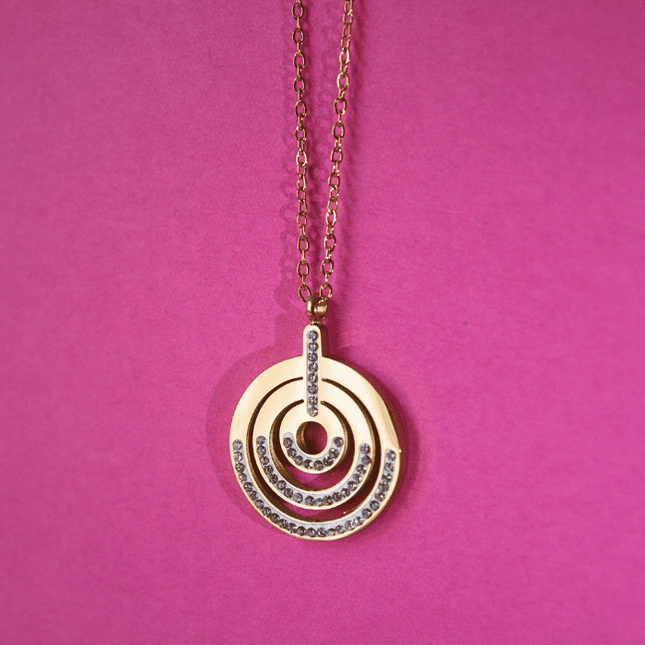 Colgante ESPIRAL Dorado con Circonitas