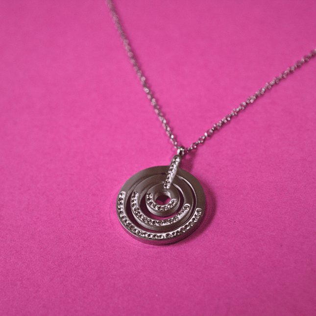 Colgante ESPIRAL Plateado con Circonitas