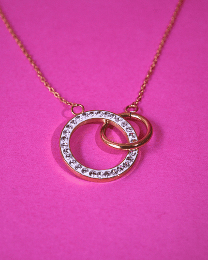 Colgante VÍNCULO Doble Círculo Circonitas Dorado