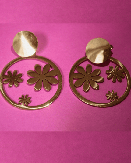 Pendientes ARO con FLORES Margaritas Dorado