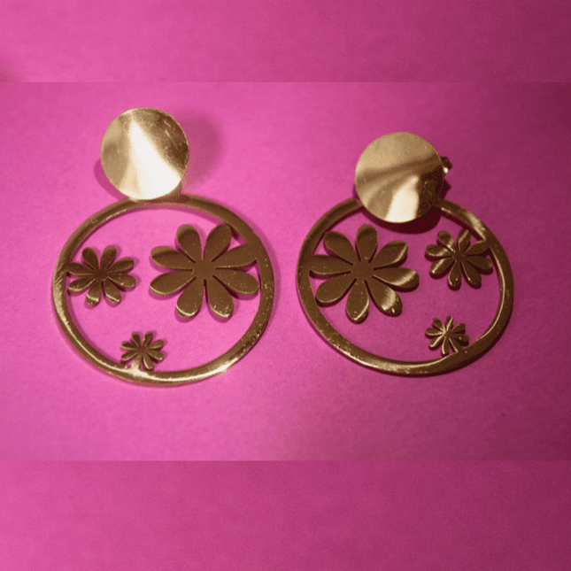 Pendientes ARO con FLORES Margaritas Dorado
