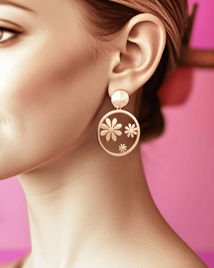 Pendientes ARO con FLORES Margaritas Dorado