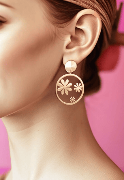 Pendientes ARO con FLORES Margaritas Dorado
