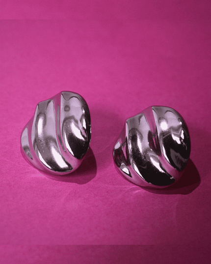 Pendientes CONCHA con Olas Plateado