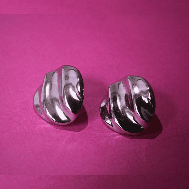 Pendientes CONCHA con Olas Plateado