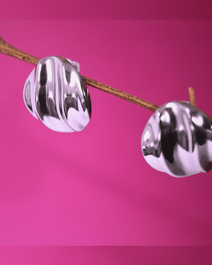 Pendientes CONCHA con Olas Plateado
