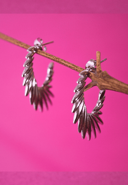 Pendientes LETRA C con Pinchos Plateado