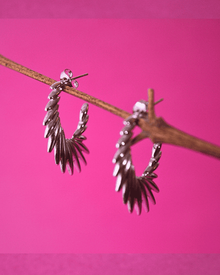 Pendientes LETRA C con Pinchos Plateado