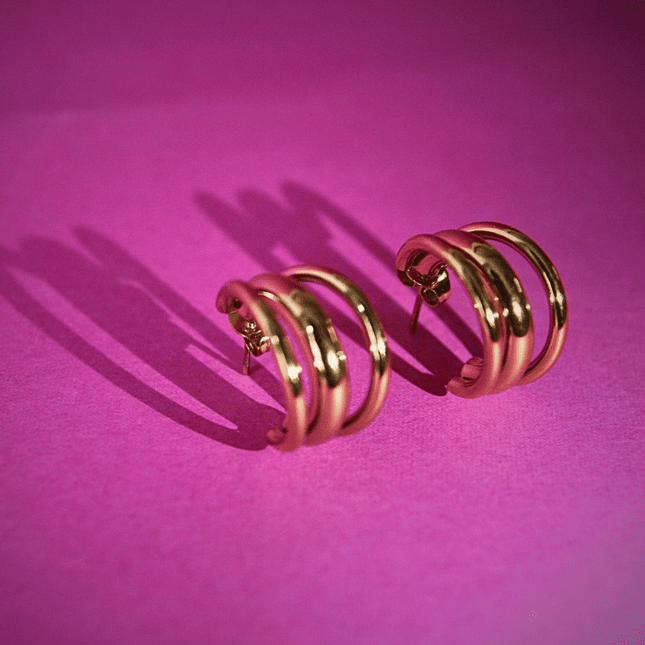 Pendientes TRIPLE ARO Dorado