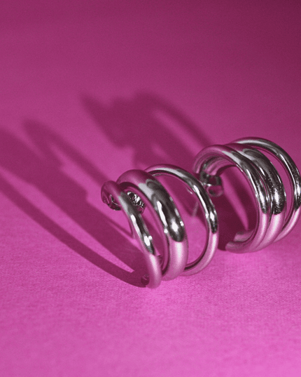 Pendientes TRIPLE ARO Plateado