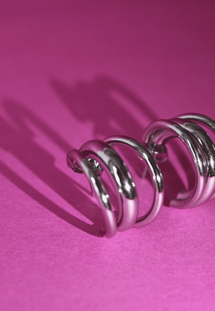 Pendientes TRIPLE ARO Plateado