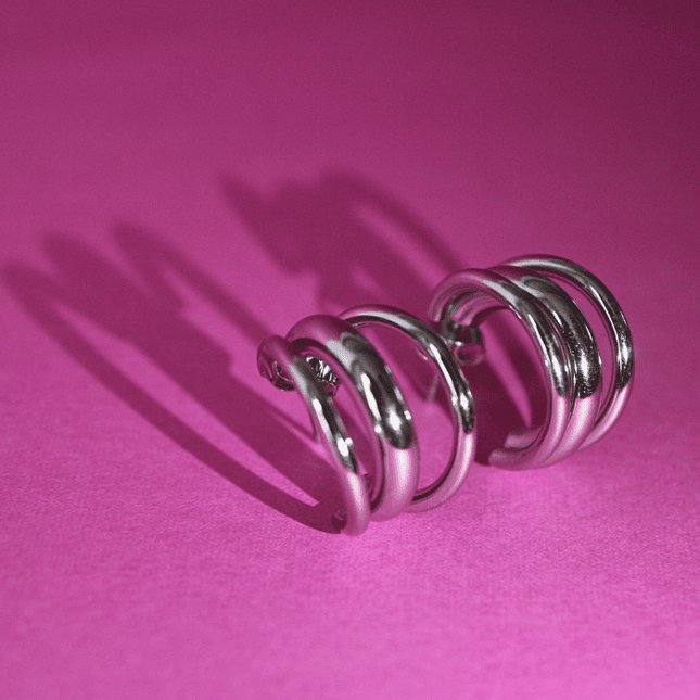 Pendientes TRIPLE ARO Plateado