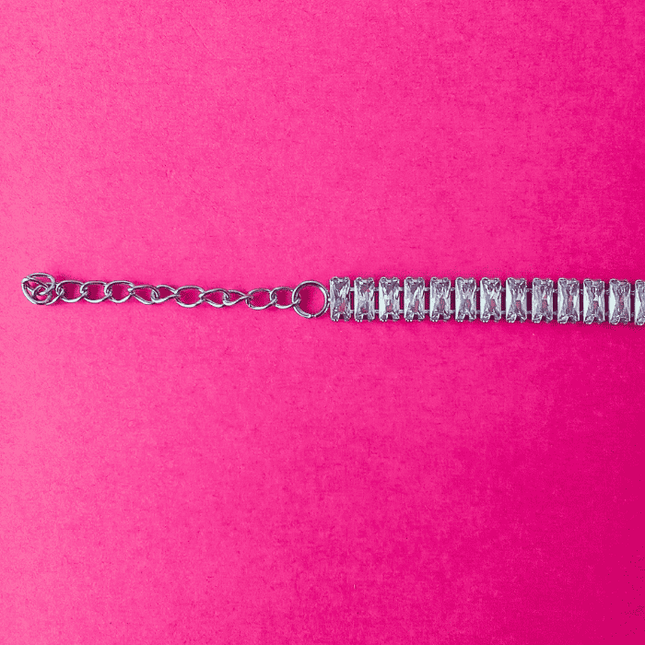 Pulsera LUZ Cristales Transparentes Plateada