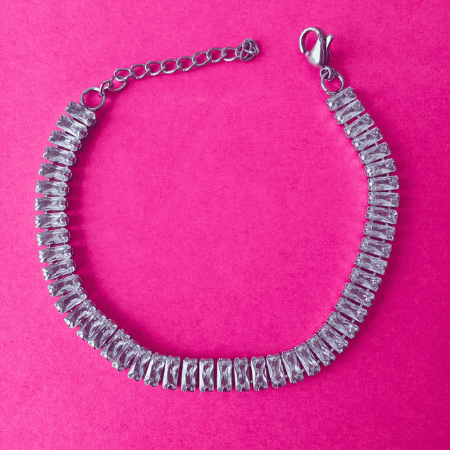 Pulsera LUZ Cristales Transparentes Plateada